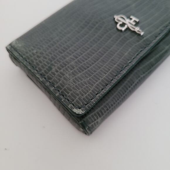 Cole Haan Leather Wallet Compact Buissnes Card Holder Mini Smake Green Small - Picture 11 of 11